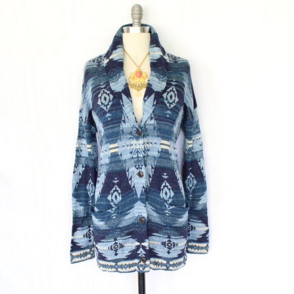 Ralph Lauren Denim & Supply Blue Southwest Cardigan Sweater Jacket L - Picture 4 of 10